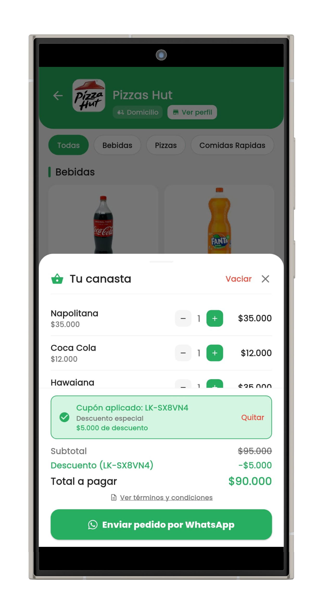 Cupon aplicado en pedido