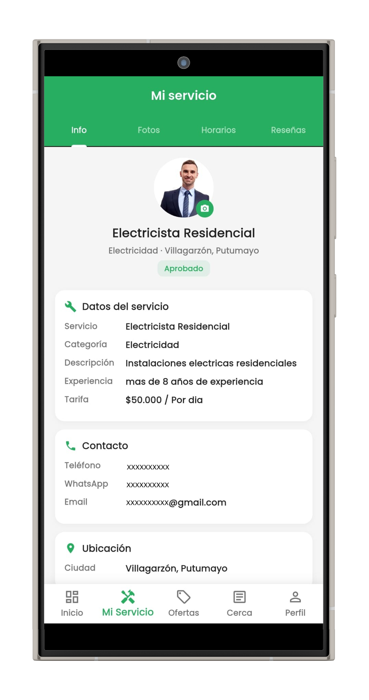 Perfil de servicio en Cerca